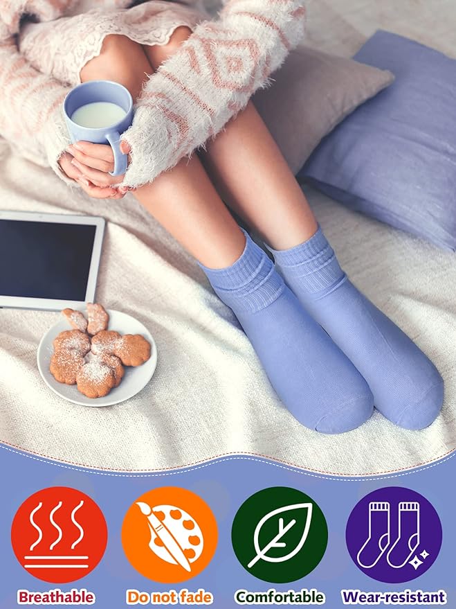 Calcetines para mujer, color sólido, 85% algodón
