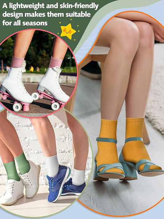 Calcetines para mujer, color sólido, 85% algodón